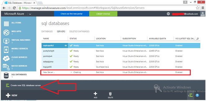 going to create a new server